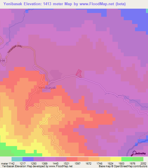 Yenibasak,Turkey Elevation Map