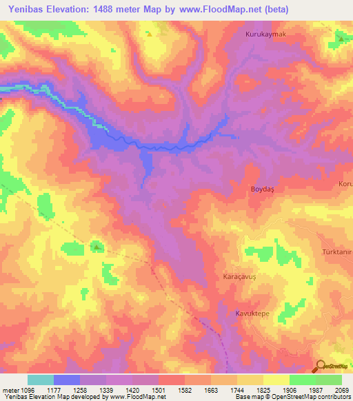 Yenibas,Turkey Elevation Map