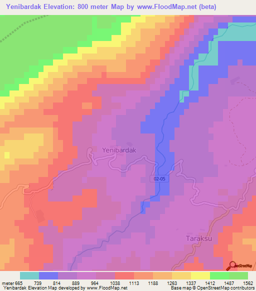 Yenibardak,Turkey Elevation Map