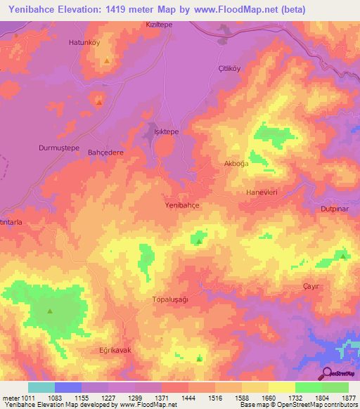 Yenibahce,Turkey Elevation Map