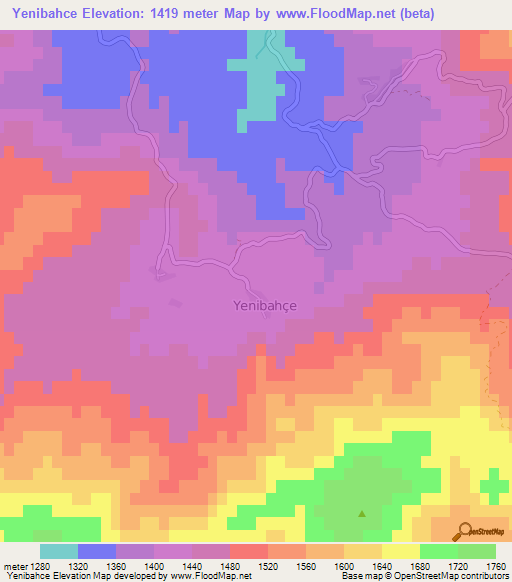 Yenibahce,Turkey Elevation Map