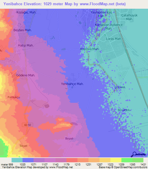 Yenibahce,Turkey Elevation Map