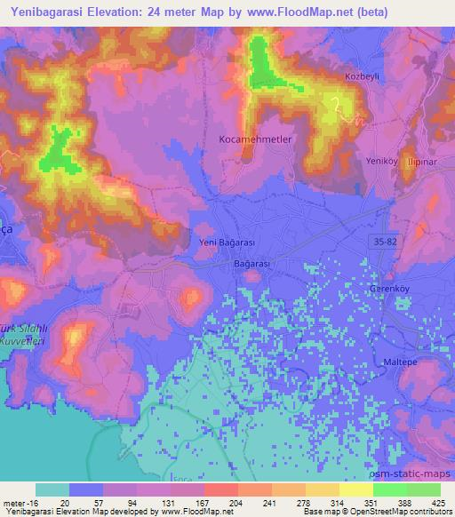 Yenibagarasi,Turkey Elevation Map