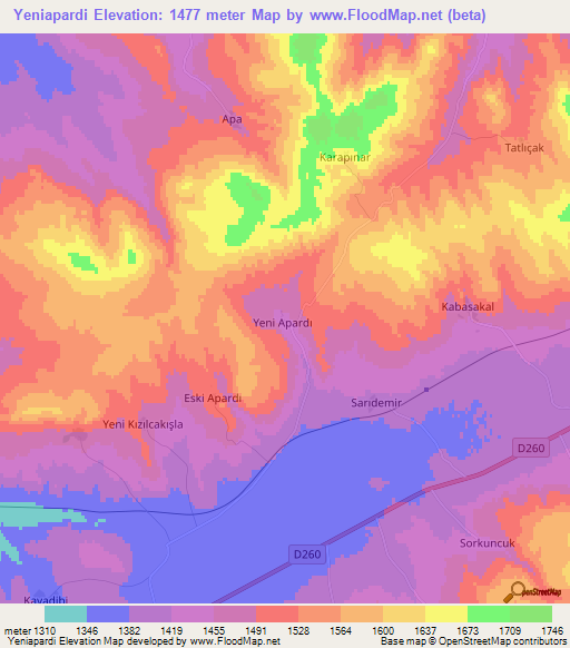 Yeniapardi,Turkey Elevation Map