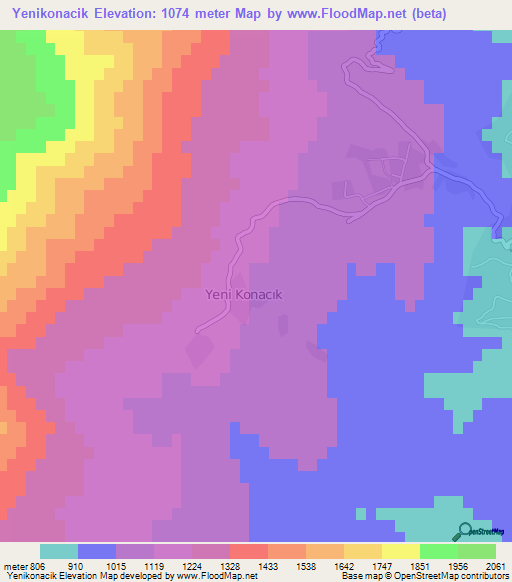 Yenikonacik,Turkey Elevation Map