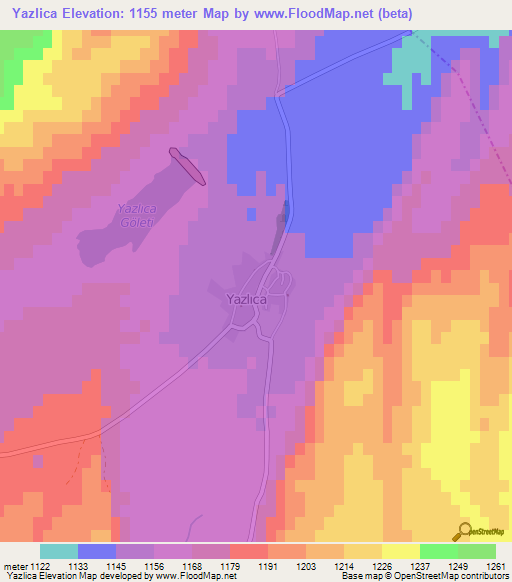 Yazlica,Turkey Elevation Map