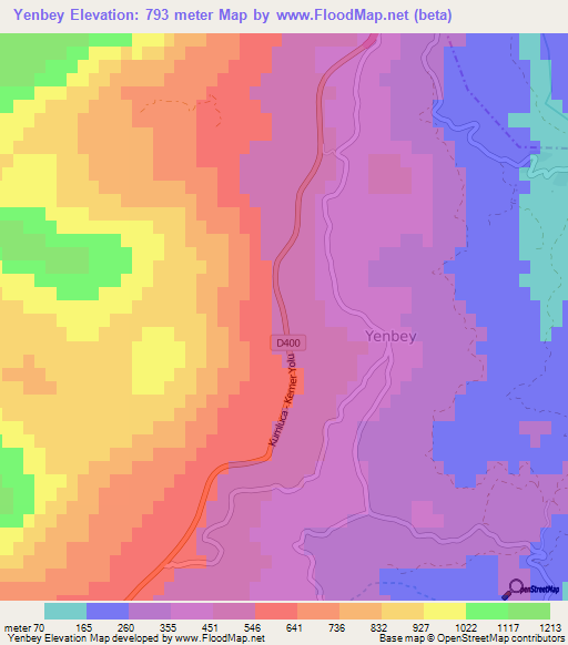 Yenbey,Turkey Elevation Map