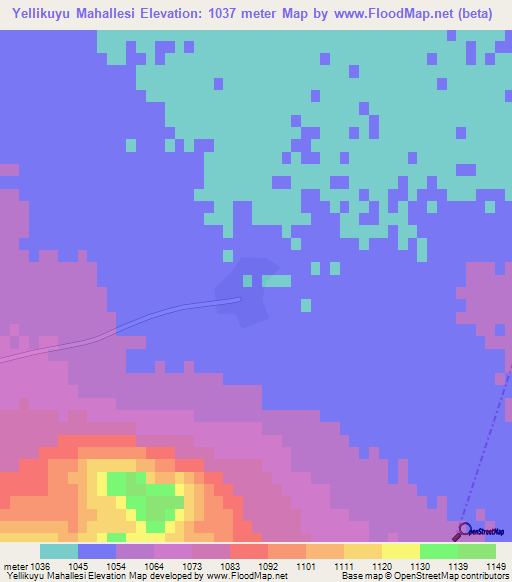 Yellikuyu Mahallesi,Turkey Elevation Map