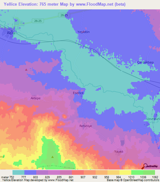 Yellice,Turkey Elevation Map