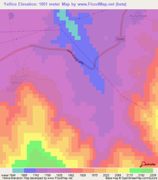 Yellice,Turkey Elevation Map