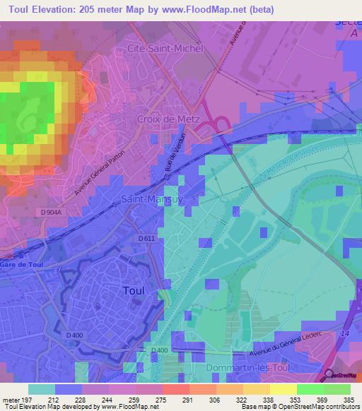 Toul,France Elevation Map