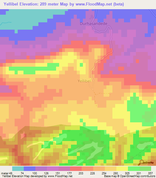 Yellibel,Turkey Elevation Map