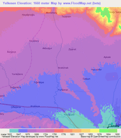 Yelkesen,Turkey Elevation Map