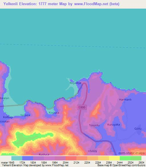 Yelkenli,Turkey Elevation Map