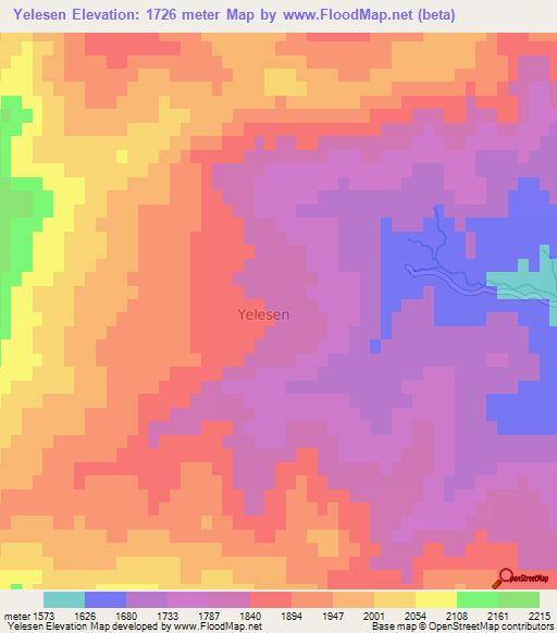 Yelesen,Turkey Elevation Map