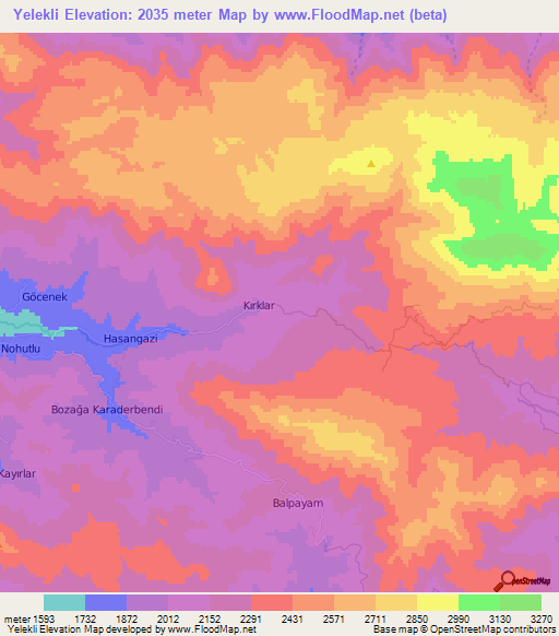 Yelekli,Turkey Elevation Map