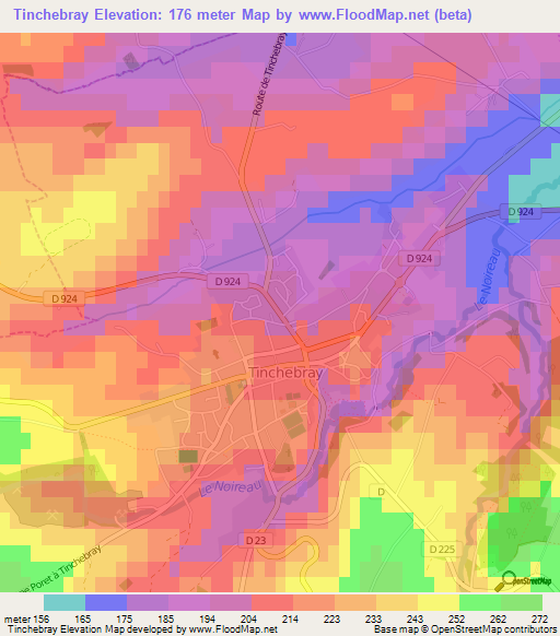 Tinchebray,France Elevation Map