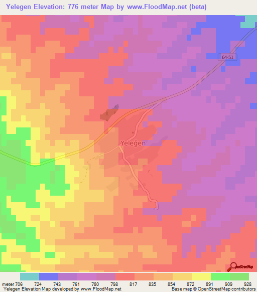 Yelegen,Turkey Elevation Map