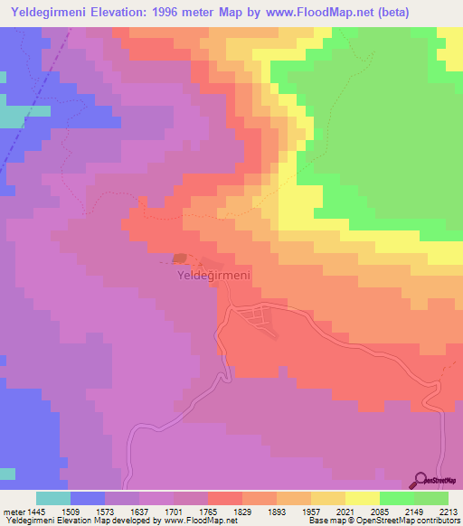 Yeldegirmeni,Turkey Elevation Map