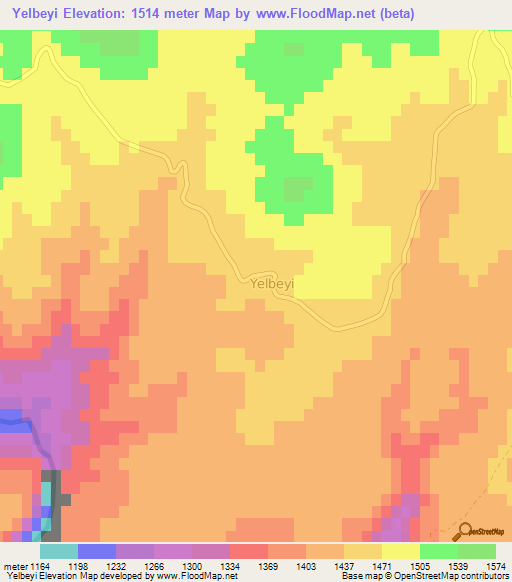 Yelbeyi,Turkey Elevation Map