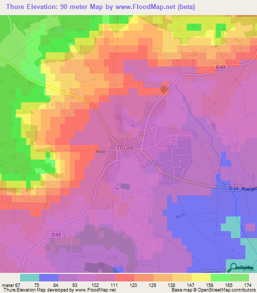 Thure,France Elevation Map