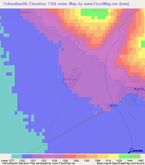 Yekmalbardik,Turkey Elevation Map