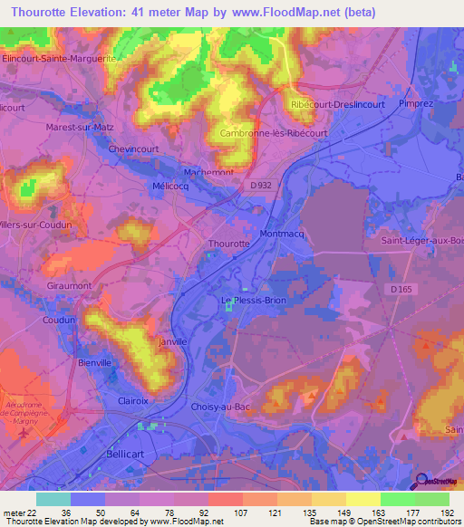 Thourotte,France Elevation Map