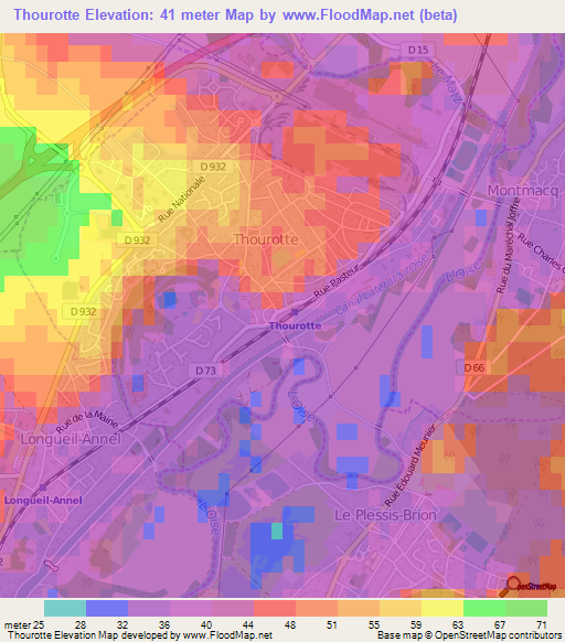 Thourotte,France Elevation Map