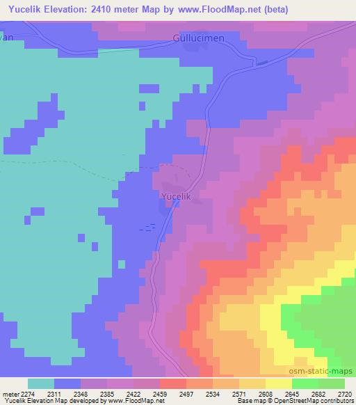 Yucelik,Turkey Elevation Map