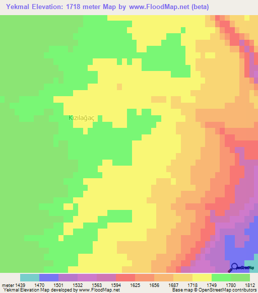 Yekmal,Turkey Elevation Map