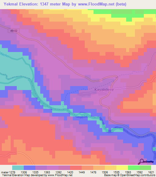 Yekmal,Turkey Elevation Map