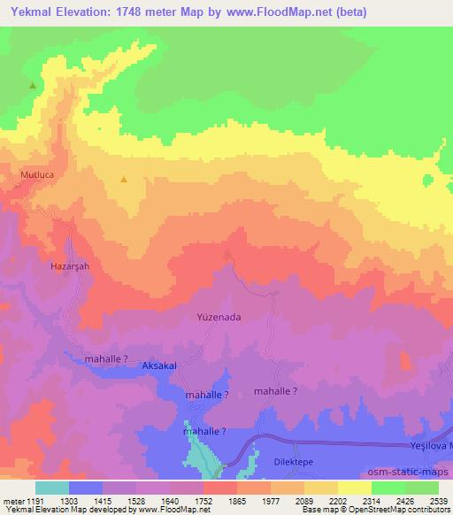 Yekmal,Turkey Elevation Map