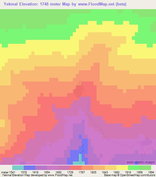 Yekmal,Turkey Elevation Map