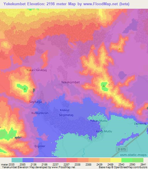 Yekekumbet,Turkey Elevation Map