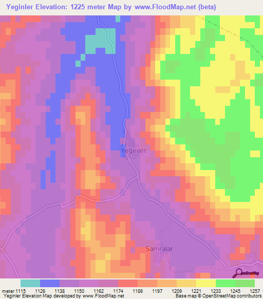 Yeginler,Turkey Elevation Map