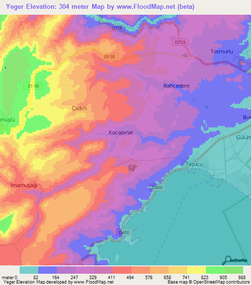 Yeger,Turkey Elevation Map