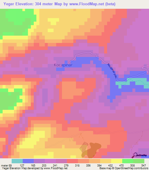 Yeger,Turkey Elevation Map