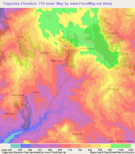 Yegenoba,Turkey Elevation Map