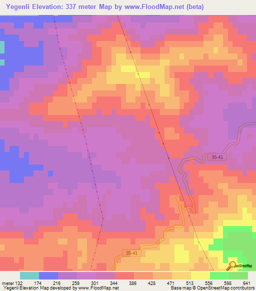 Yegenli,Turkey Elevation Map