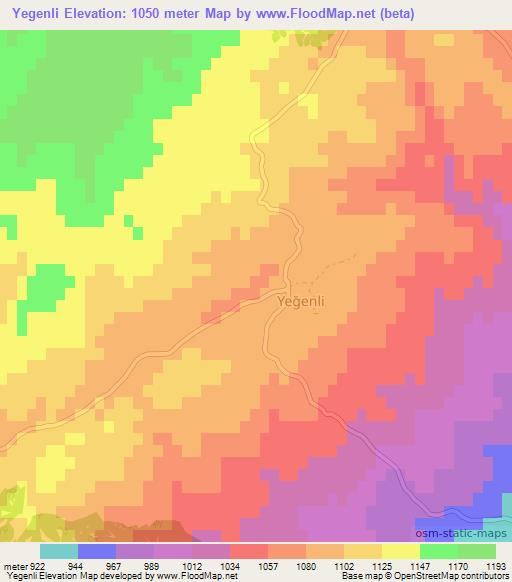 Yegenli,Turkey Elevation Map