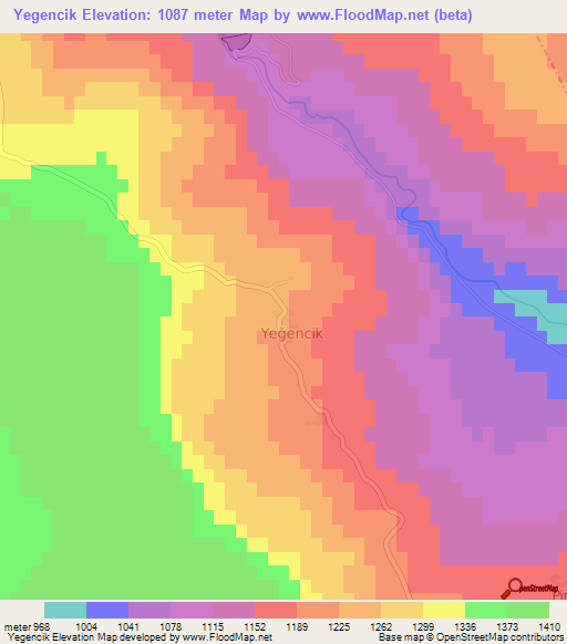 Yegencik,Turkey Elevation Map