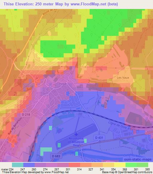 Thise,France Elevation Map