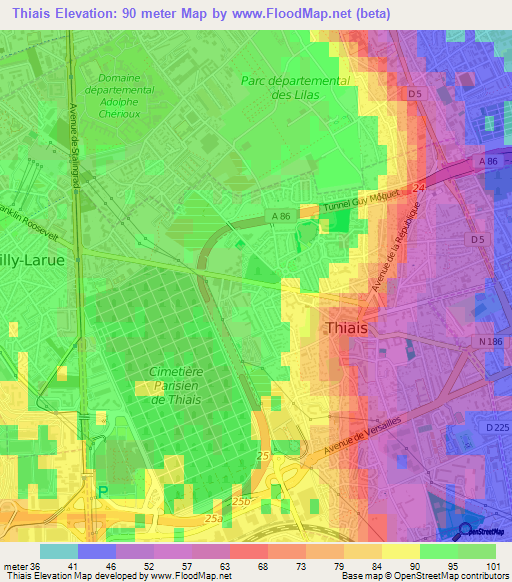 Thiais,France Elevation Map