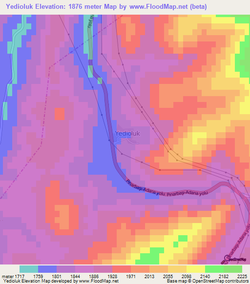 Yedioluk,Turkey Elevation Map