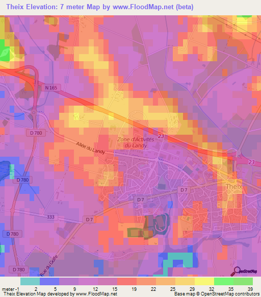 Theix,France Elevation Map