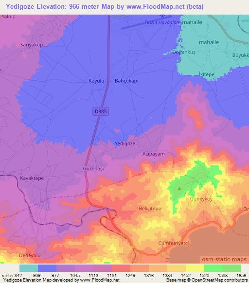 Yedigoze,Turkey Elevation Map