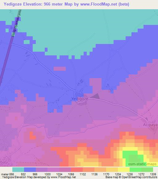 Yedigoze,Turkey Elevation Map