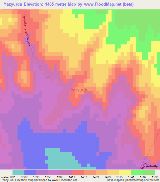 Yazyurdu,Turkey Elevation Map