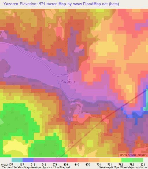 Yazoren,Turkey Elevation Map