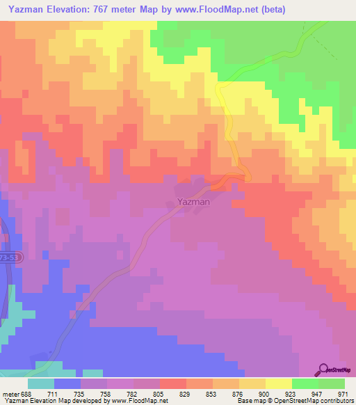 Yazman,Turkey Elevation Map